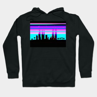 Cyan glitched city Hoodie